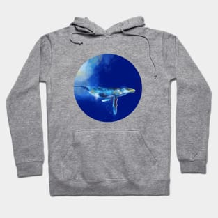 Deep Blue Whale - Ocean Digital Art Hoodie